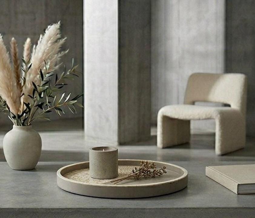 Two Tone Bone Inlay Round Tray – Handmade Modern Resin Serving Tray - Detail Close-up