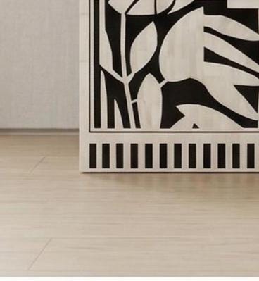 bone inlay Floral Protea Nightstand Handmade Side Table - Alternate View 2