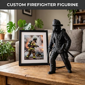 Anpassad brandmansfigur från foto — 3D-utskriven brandmansstaty, personlig brandmanspresent, unik brandkårspresent