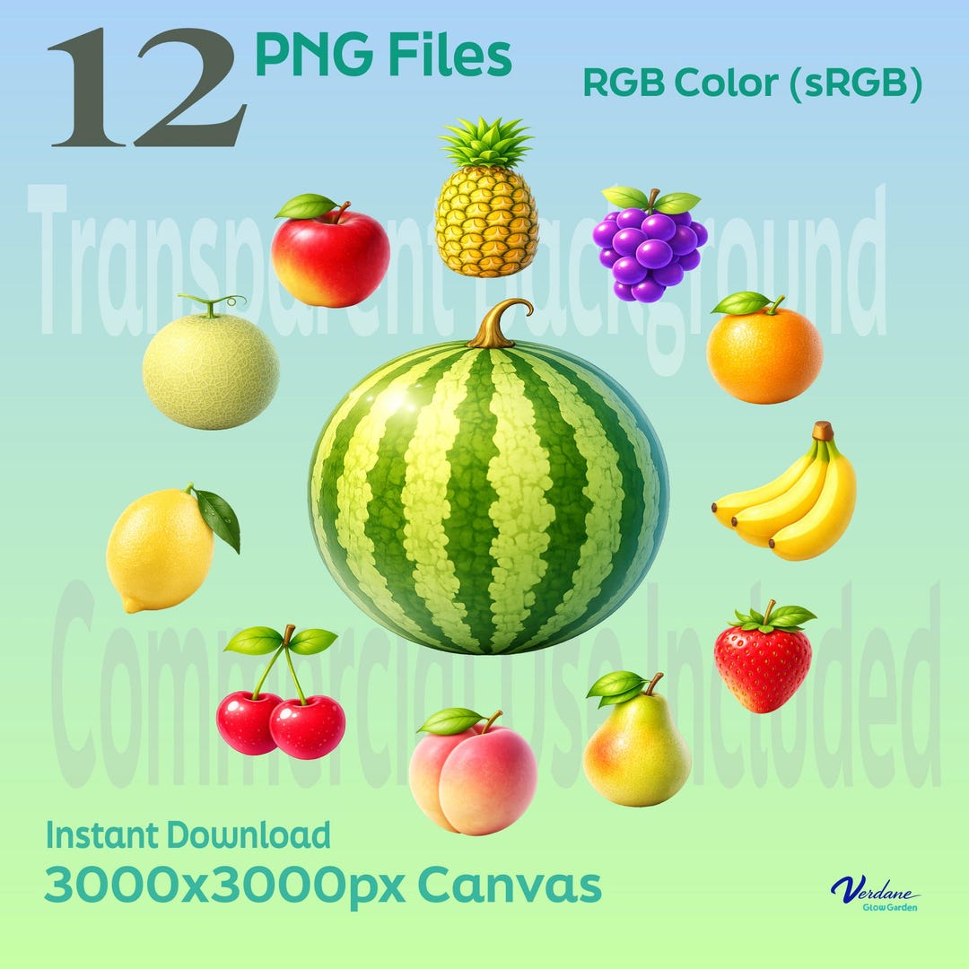 12 Realistic Fruit PNG Clipart Bundle – 3000x3000px Transparent ...