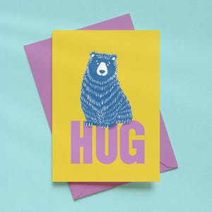 Biglietto Digitale Stampabile HUG | Più sostenibile: scarichi, stampi e festeggi subito | Download Istantaneo. Cute Printable Bear Hug Card