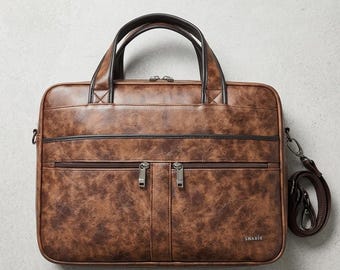 Bolso bandolera de cuero para portátil de 16 pulgadas – Maletín resistente al agua, bolso cruzado de estilo vintage retro para hombre y mujer.