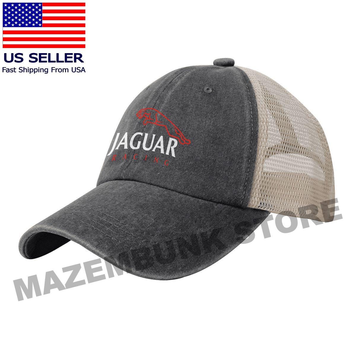 Jlr Rac Hat Jaguar Motor Car Racing Logo Printed Vintage Washed Trucker Hat ...