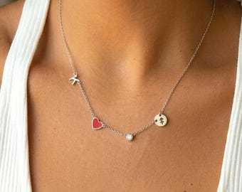 Collana personalizzata con pietra portafortuna e segno zodiacale, collana con iniziale personalizzata in oro, gioielli in acciaio inossidabile impermeabile, collana con ciondolo a lettera, idea regalo
