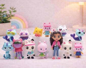 Gabby Dollhouse Cat Cartoon Figures Set, 10pcs/13pcs Action Toys, Kids Birthday Gift