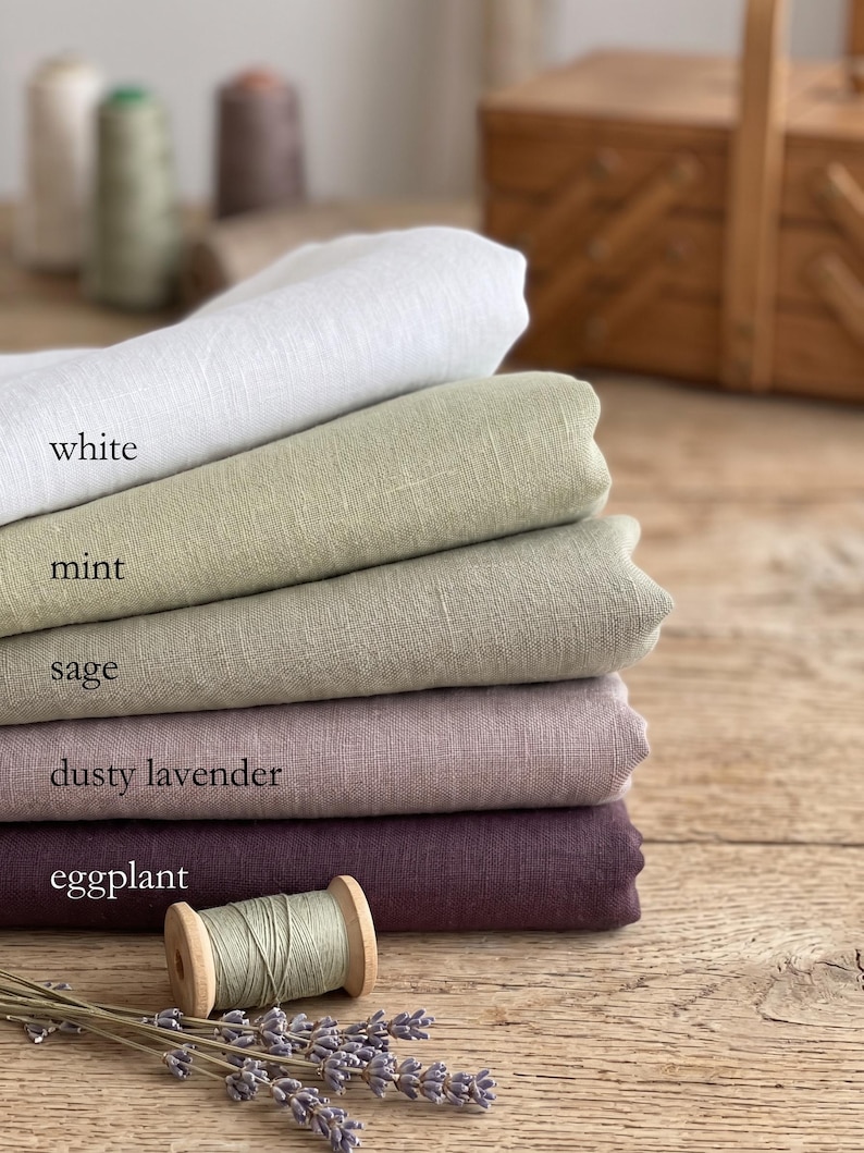 Pure European Linen Fabric by Yard | Soft Washed Garment Medium Weight Cloth | 30+ Colors | 160 GSM 58" Width