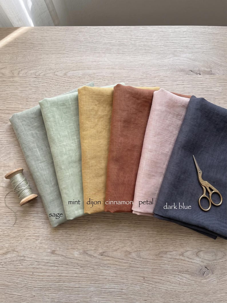 Pure European Linen Fabric by Yard | Soft Washed Garment Medium Weight Cloth | 30+ Colors | 160 GSM 58" Width