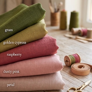 Pure European Linen Fabric by Yard | Soft Washed Garment Medium Weight Cloth | 30+ Colors | 160 GSM 58" Width