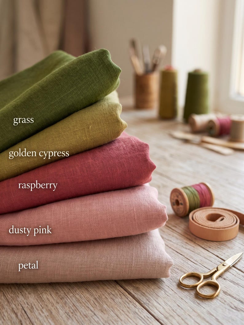 Pure European Linen Fabric by Yard | Soft Washed Garment Medium Weight Cloth | 30+ Colors | 160 GSM 58" Width