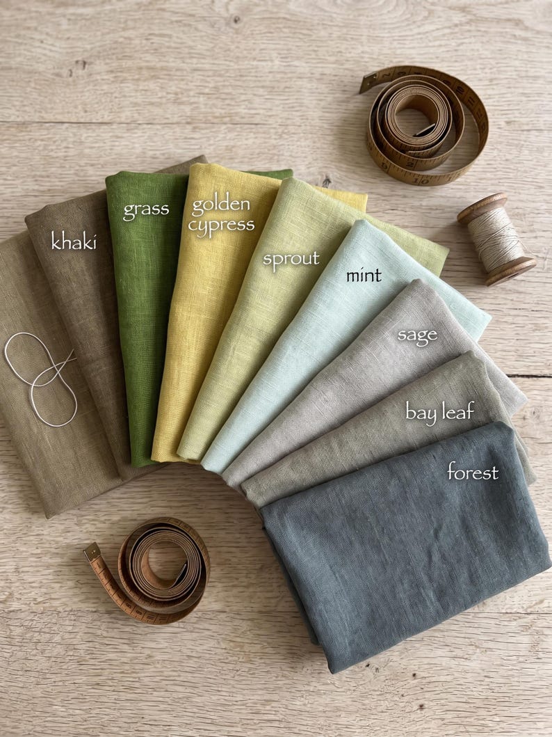 Pure European Linen Fabric by Yard | Soft Washed Garment Medium Weight Cloth | 30+ Colors | 160 GSM 58" Width