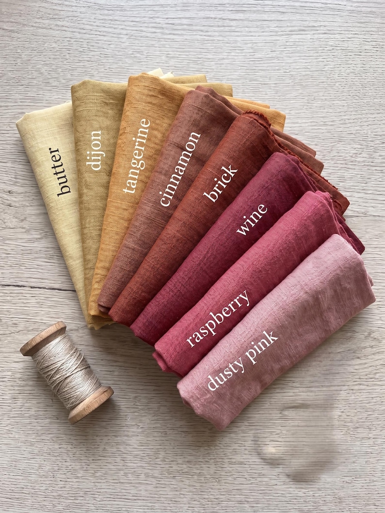 Pure European Linen Fabric by Yard | Soft Washed Garment Medium Weight Cloth | 30+ Colors | 160 GSM 58" Width