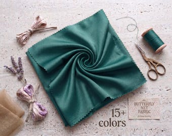 Tela de red para mariposas de calidad artesanal, material de costura verde azulado, superposición versátil para prendas de vestir (más de 15 colores)