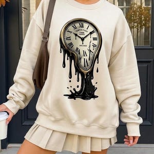 Streetwear T-Shirt Design Bundle PNG SVG, Surreal Art Clock Graphic Tee, Psychedelic Dystopian Melting Clock Designs, POD Printable