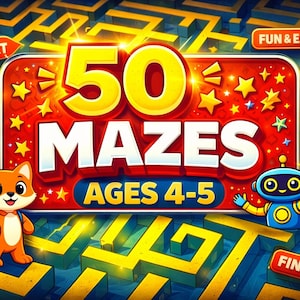 Kids Maze Printable PDF | 50 Animal Mazes | Ages 4-5 | Preschool Learning Activity | BrainTrail