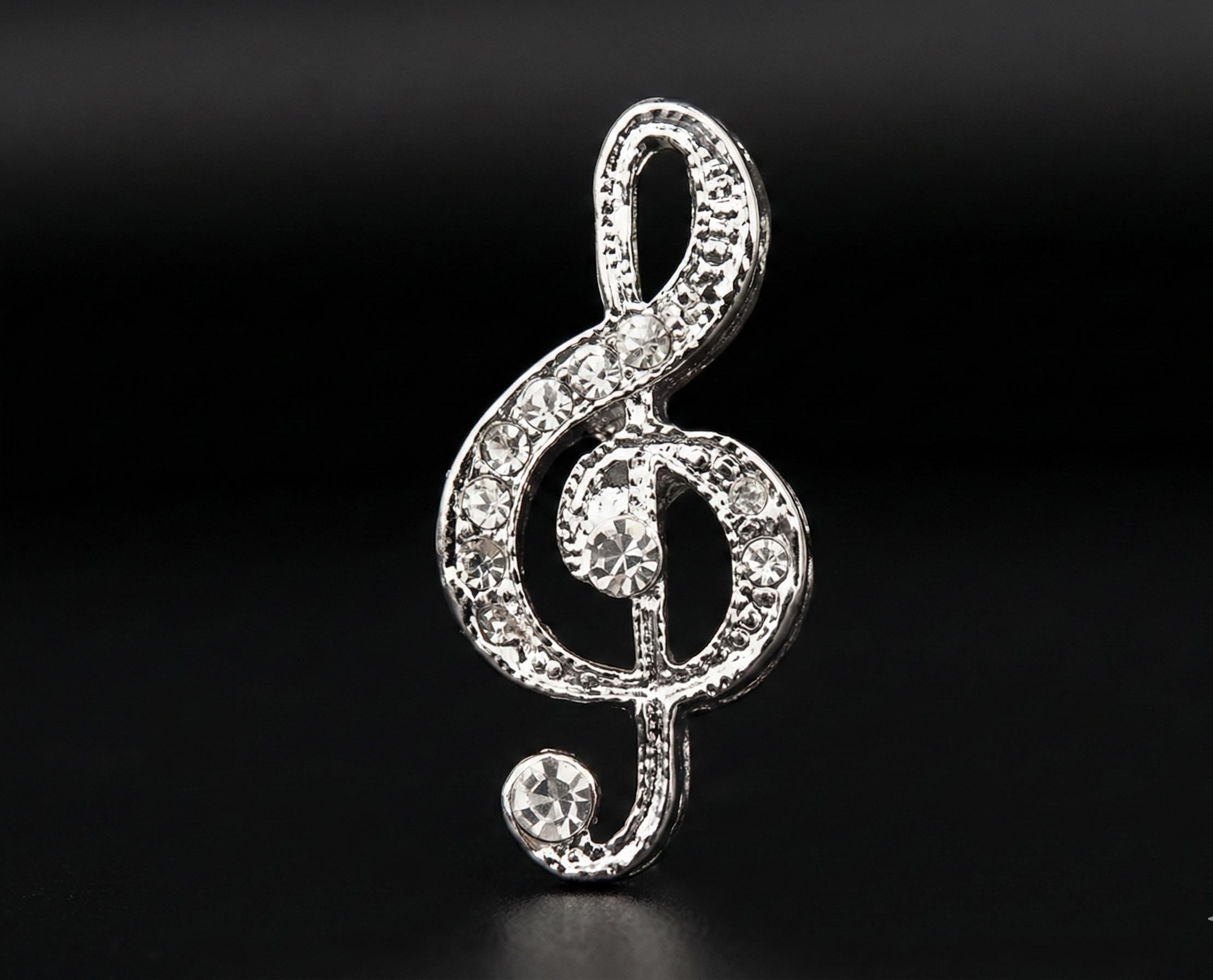 WithLoveSilver Broche en argent sterling Note de musique Clé de Sol Mélodie Musicien, Argent sterling, NA