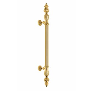 Aurelius Solid Brass Gold Door Pull, 24 Inch Ornate Crown Finial Handle