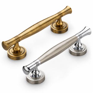 Brass Door Pull Handle | Vintage Tapered Entry Bar | Main Gate Grip | Architectural Hardware | 8–16 Inch
