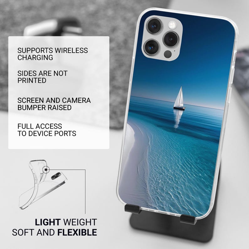 Sailboat Phone Case Ocean Sunset Cover for iPhone 18pro, 17, 16, 15, 14 ...
