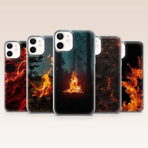 Fire Phone Case Burning Campfire Cover for iPhone 17Pro, 16, 15, 14, 13, 12, Samsung S26, S25, S24, S23Fe, A16, A56, Pixel 10, 9Pro