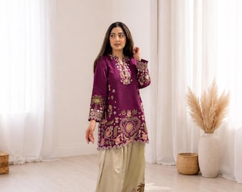 French Crepe Co Ord Set with Embroidery Work for Women