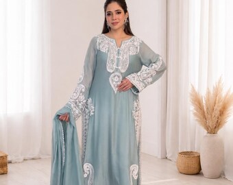 Organza Silk Palazzo Set with Dupatta, Embroidered Wedding Outfit for Women