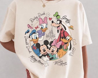 Comfort Colors Mickey and Friends Signatures Shirt, Retro Mickey & Co Tshirt, Disney Family Trip Shirt, Disneyland Friend Trip 2026 Tee