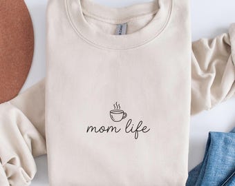 Minimalist Mom Life Sweatshirt, Coffee Lover Mom Sweater, Aesthetic Motherhood Hoodie, Gift for Moms, Mother's Day Crewneck