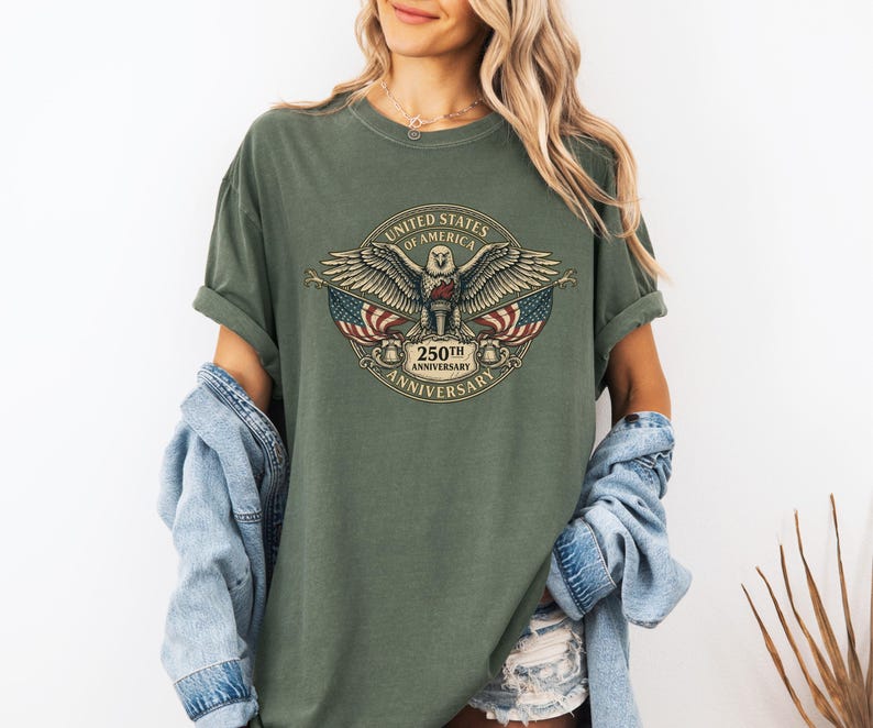 USA 250th Anniversary Shirt, Vintage USA Eagle Tshirt, Retro Patriotic Tee, Independence Day Shirt, 4th of July Patriotic, Comfort Colors image 7