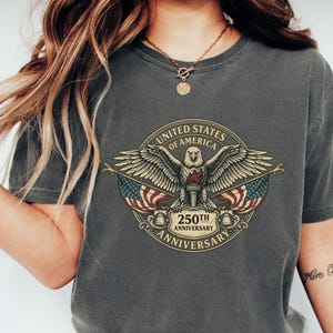 USA 250th Anniversary Shirt, Vintage USA Eagle Tshirt, Retro Patriotic Tee, Independence Day Shirt, 4th of July Patriotic, Comfort Colors image 2