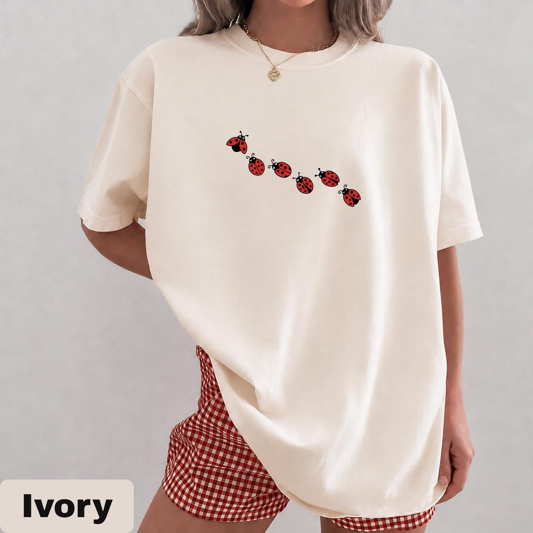 Minimalist Ladybug T-Shirt, Lucky Lady Bug Graphic Tee, Cute Nature Inspired Shirt, Red Be