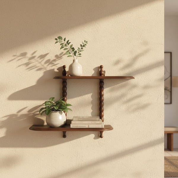 French Country Floating Shelf, 2 Tier Wood Wall Decor