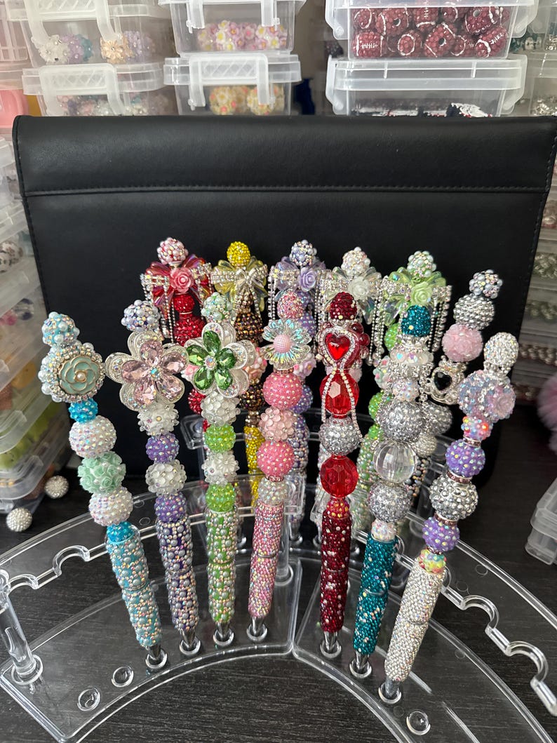 Custom Rhinestone Pens Rhinestone Beaded Pens With Charms – Decorative Writing Tools. Ask ...