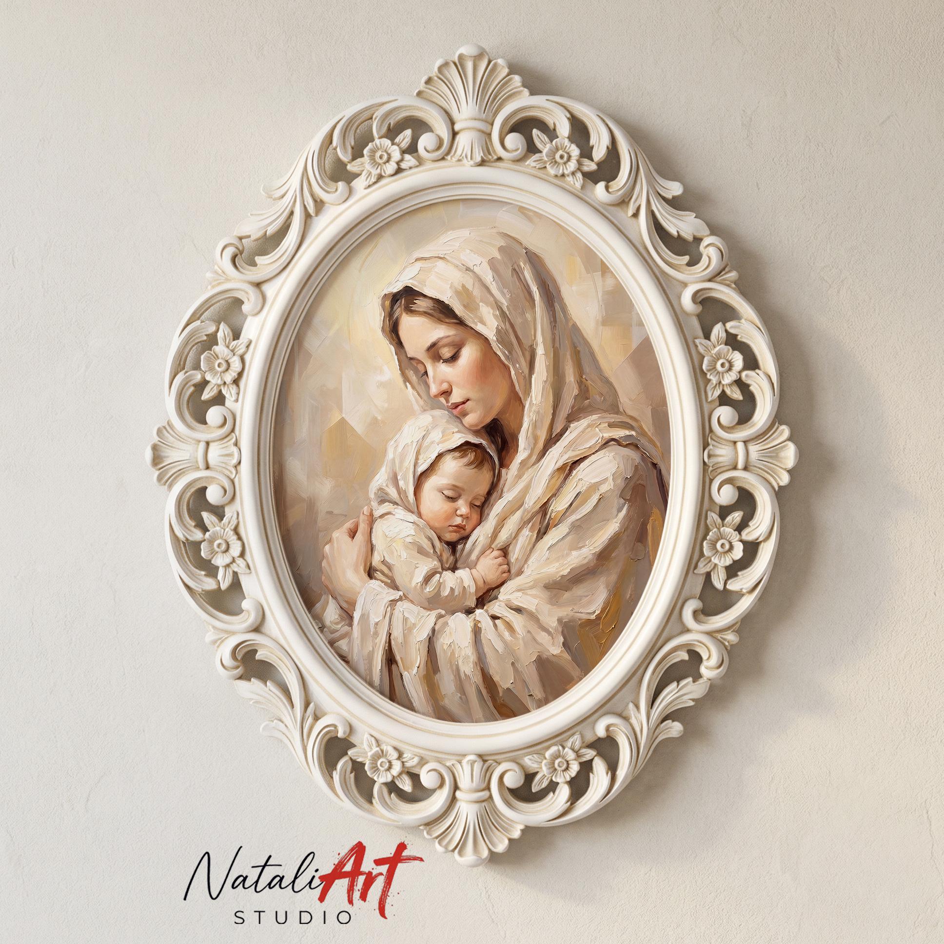 Madonna and Child Printable Poster, Virgin Mary Wall Art, Baby Jesus ...