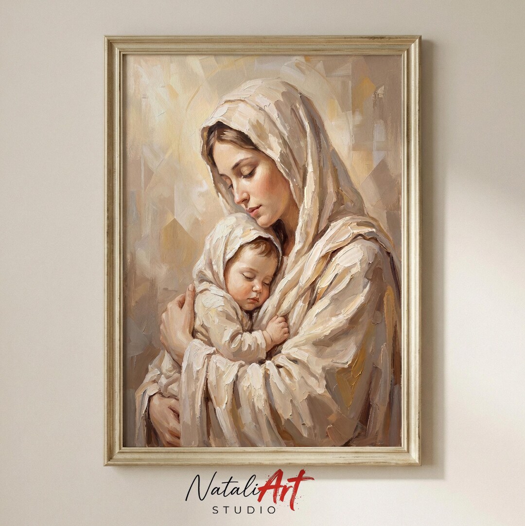 Madonna and Child Printable Poster, Virgin Mary Wall Art, Baby Jesus ...