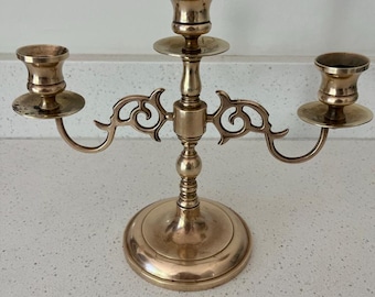 Vintage Brass 3-Arm Candelabra – Hollywood Regency Candle Holder – Elegant Bronze Centerpiece - Wilton products