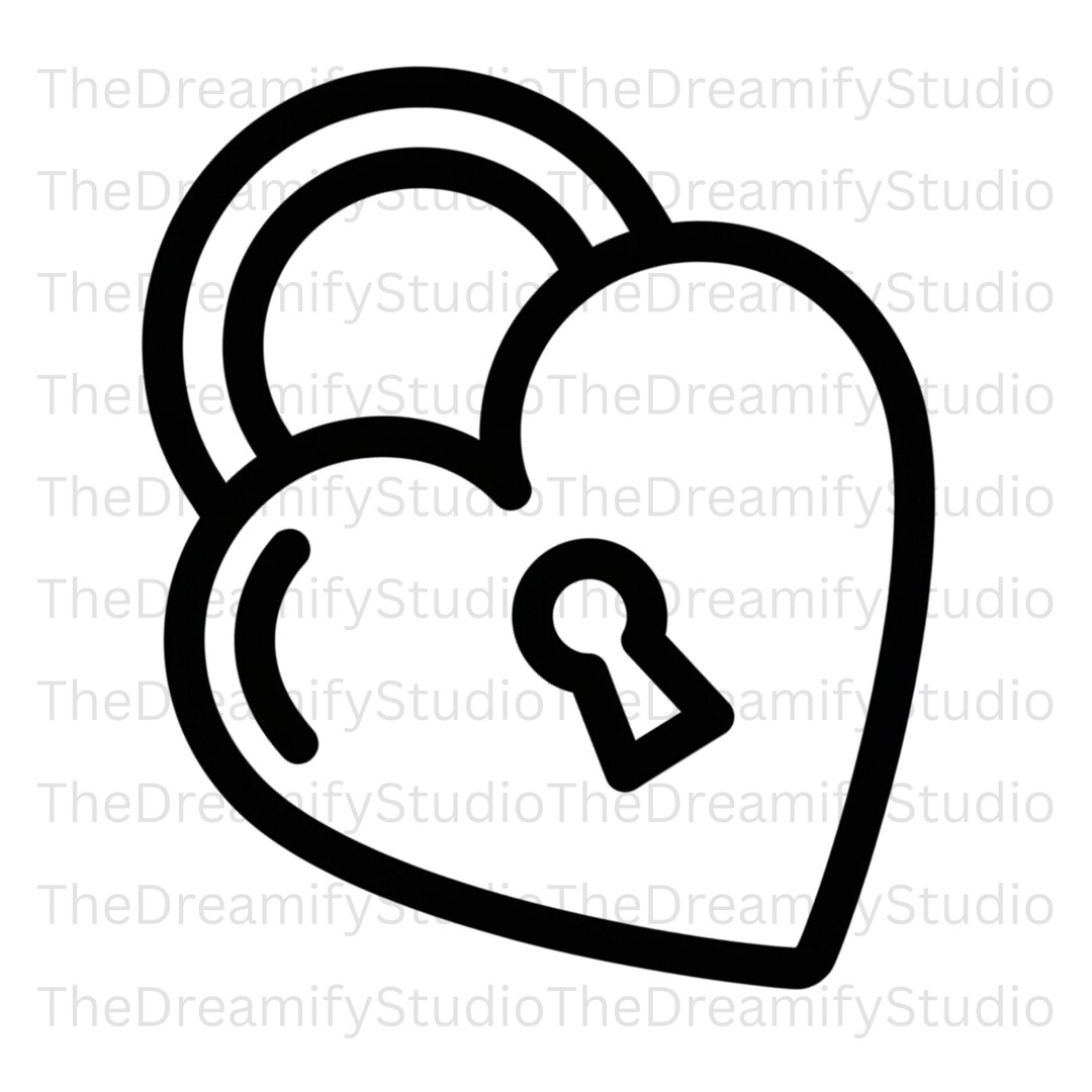 Heart Lock SVG PNG | Minimalist Heart Padlock Cut File for Cricut, Love ...
