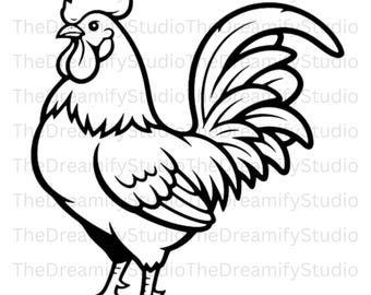 Stolt tupp SVG PNG, kyckling Clipart, gårdsdjur SVG, Cricut Cut-fil, silhuettdesign, tuppkonst, utskrivbar digital nedladdning