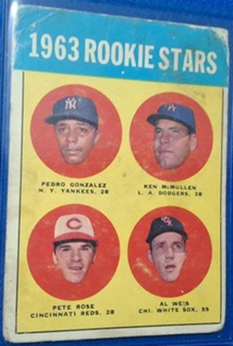 1963 Topps baseball Pete Rose rookie card #537, REDS / PHILLIES image 1