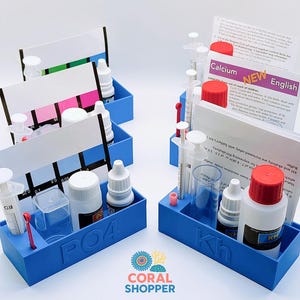 Master Salifert Test Kit Organizer Bundle - 6 Pack Reef Aquarium Caddy - Water Testing Station Rack - Ca Alk Mg NO3 PO4 pH