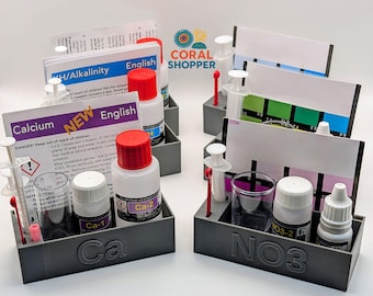 6 Pack Salifert Test Kit Master Reef Set Organizer, Caddy, Holder (Ca KH Mg NO3 PO4 pH) Free Scraper