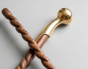 Bastone da passeggio in legno ritorto con impugnatura in ottone realizzata a mano – Elegante bastone in stile vintage