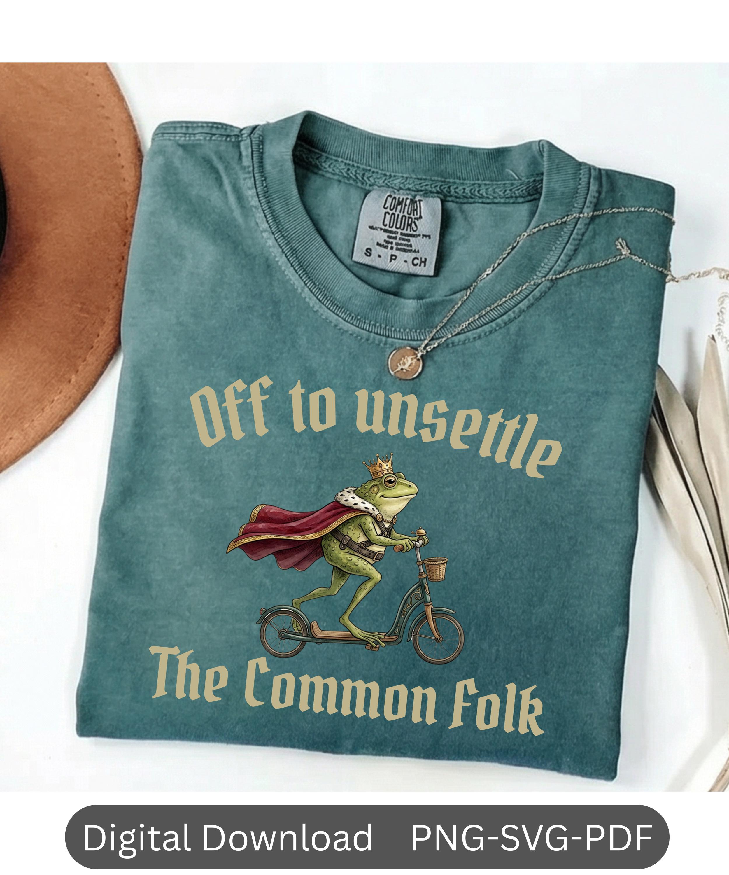 Unsettle Funny Frog Meme PNG, off to Unsettle the Common Folk Vintage Unhinged ...