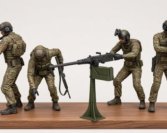 Unpainted USA Soldiers, US Special Forces Figures, Modern Military Miniatures, Tactical Soldiers, Machine Gun Team, Diorama Figures