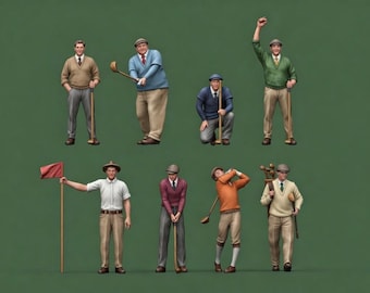Miniatuur golfspelers – Set golfers, 3D-geprint in hars