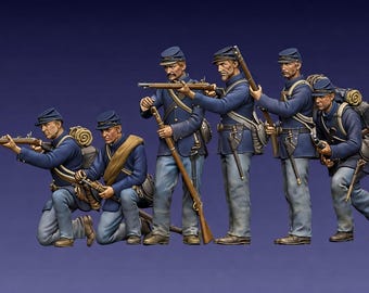 Soldati di fanteria dell'Unione in scala 1:30 - Figurini in resina della Guerra Civile Americana
