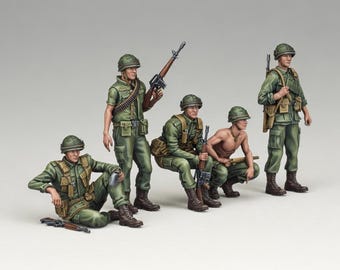 Soldado estadounidense de la guerra de Vietnam a escala 1:35: miniatura de resina impresa en 3D