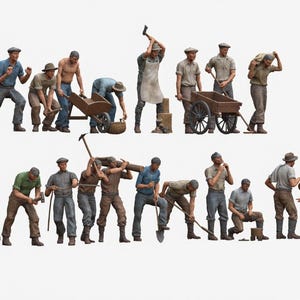 Drukowane w 3D figurki robotników w skali 1:35 – Miniatury budowlane i rolnicze