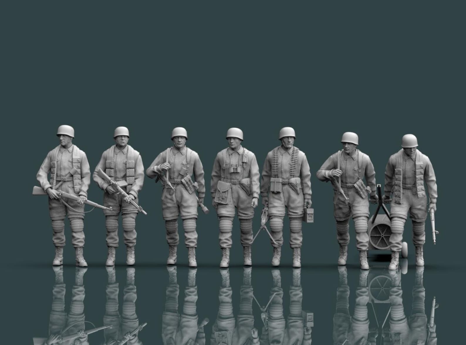 WWII German Paratroopers – 1:35 Scale Resin Miniatures Diorama - Etsy