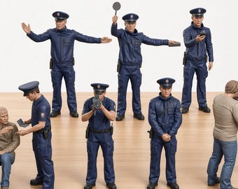 Ongeverfde militaire politiefiguren, miniatuur verkeerspolitiefiguren, 3D-geprinte harsfiguren, politiediorama, militaire miniaturen
