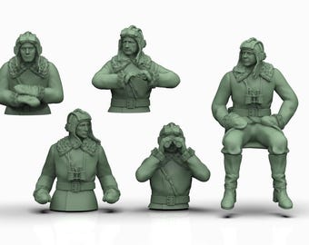 Russische tankbemanning 1/48 1/35 1/32 1/30 1/24 Sovjet-figuren gepantserde soldaat uit WO II – 3D-geprinte harsminiaturen van het Rode Leger WO II-soldaten